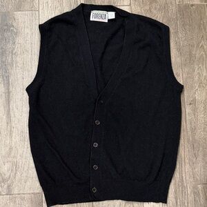 Vintage Forenza Classic Black Knit Lambswool Sweater Vest Size Medium